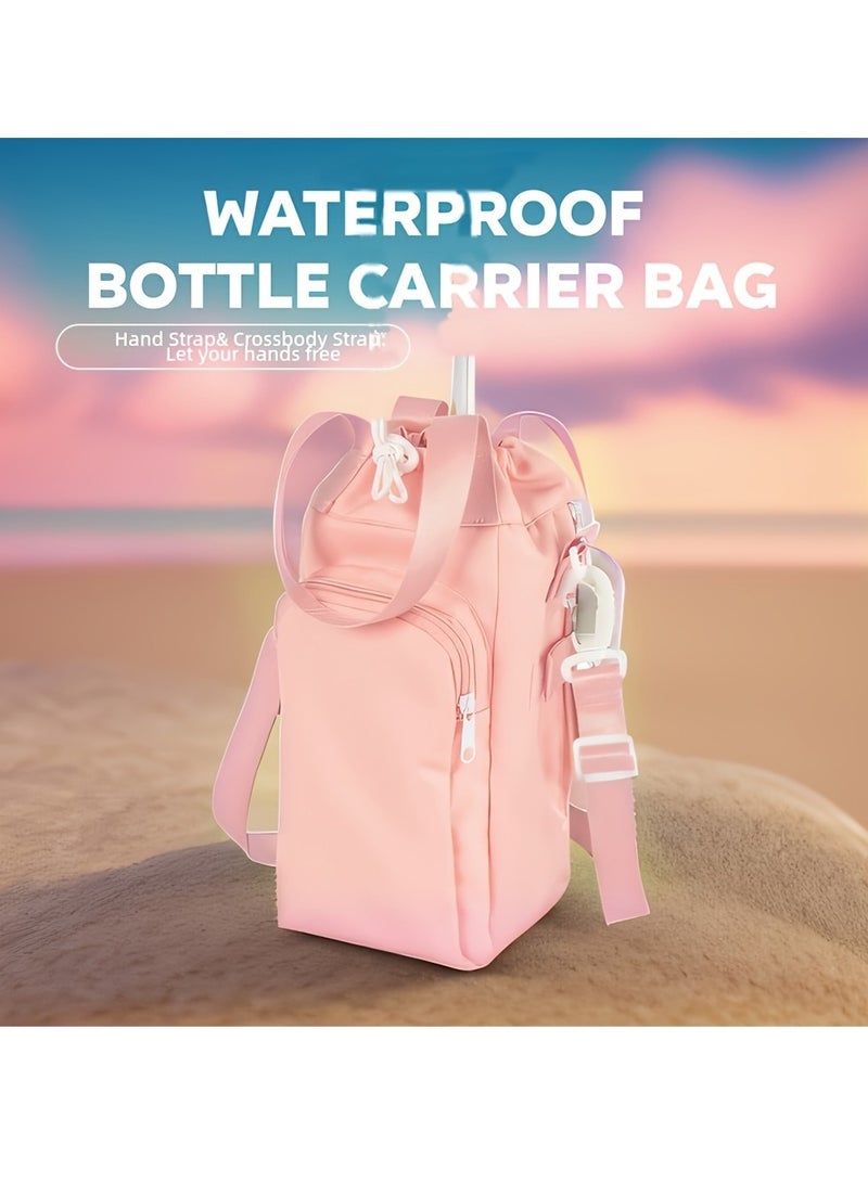 Durable  Waterproof Tumbler Carrier Bag with Phone Pocket and Adjustable Crossbody Strap - Perfect for Hands-Free Travel  Outdoor Sports, Fits stanley 40/30oz Bottles, stanley cup accessories - Image 2